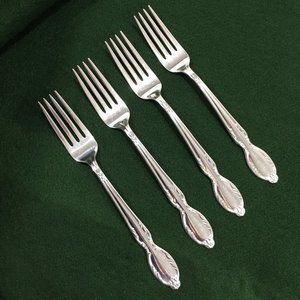 Rogers Bros Royal Manor Silverplate Set of 4 Dinner Forks 7 1/4" Original Rogers